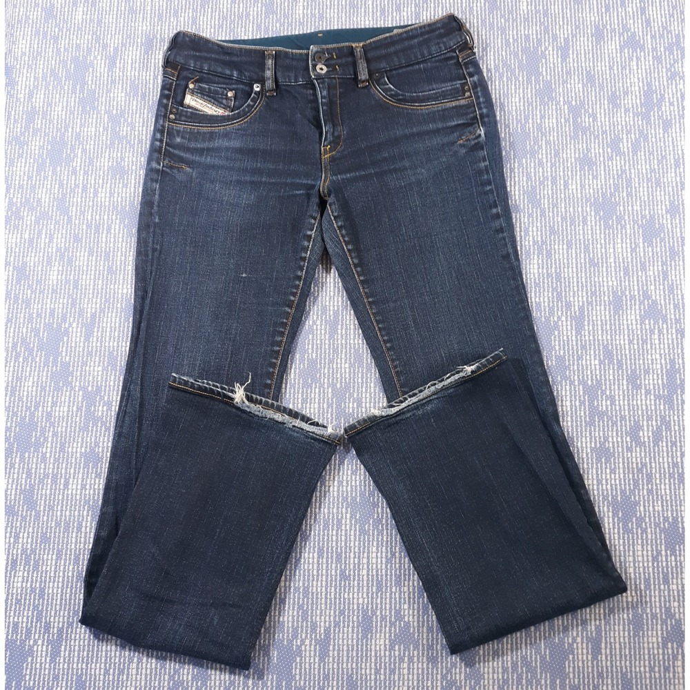 DIESEL Bootcut Low Rise Jeans Womens 31 x 34 Blue Ronhar Zip Fly Cowgirl Italy